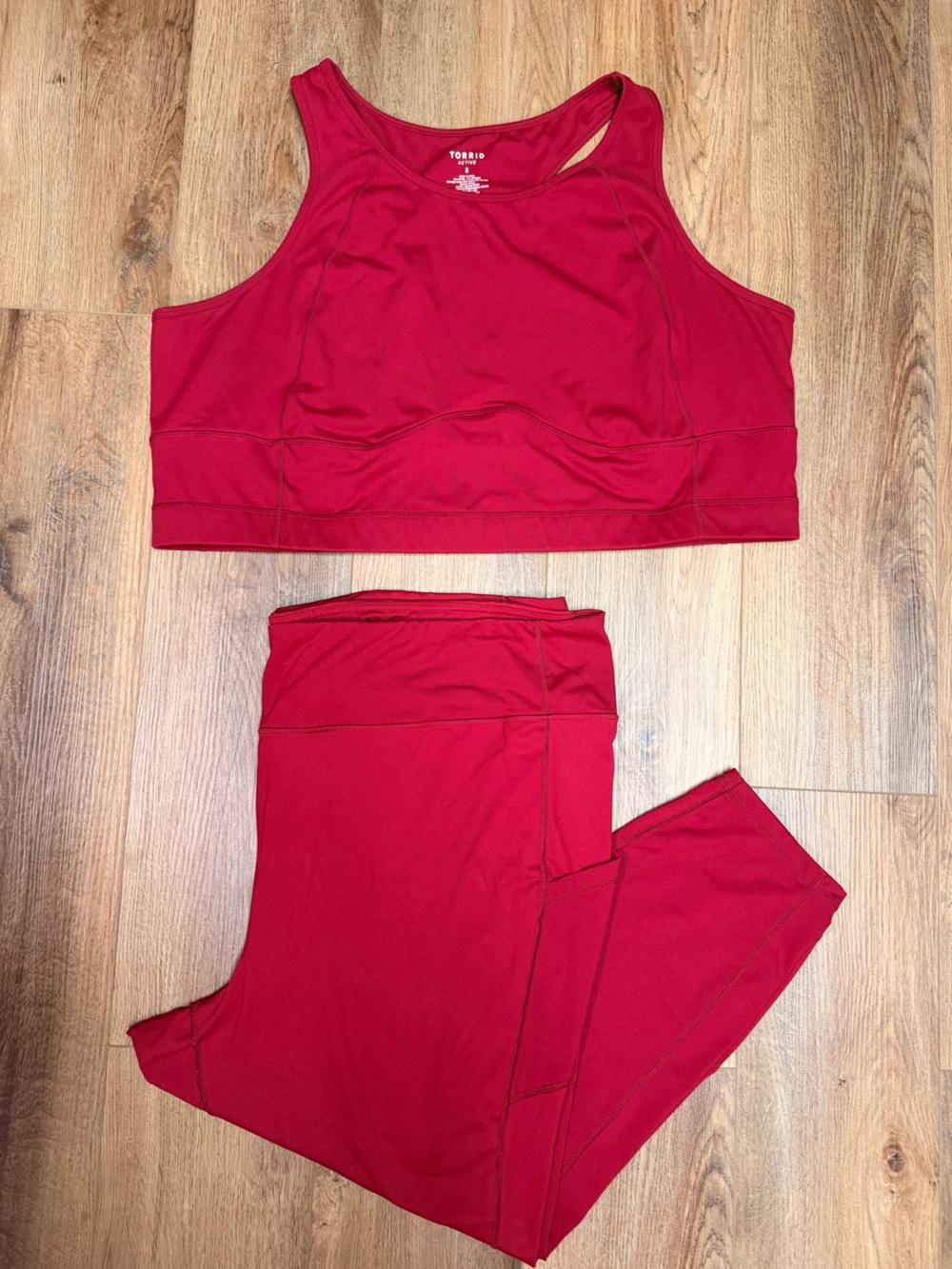 Torrid Active 5X Plus Size Burgundy Sports Bra High Rise Pocket Leggings Set